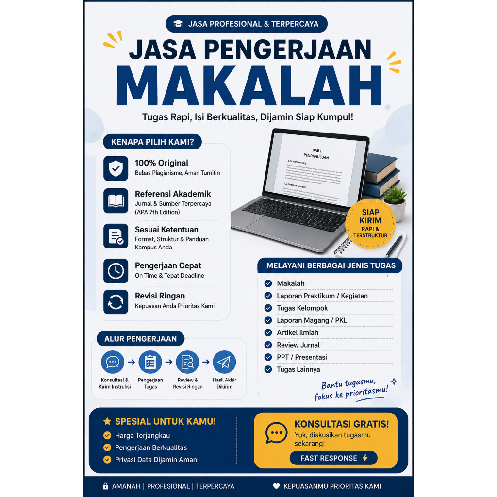 Jasa Joki Tugas Kuliah & Sekolah | Makalah PPT Laporan Review Jurnal Ngetik Coding Cepat & Original