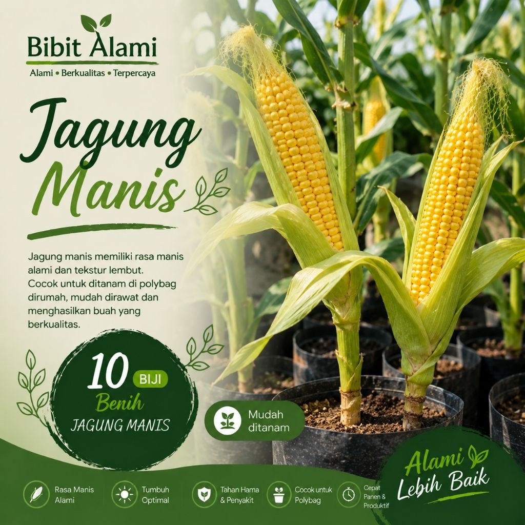 10 Biji Benih Jagung Manis Sweet Corn F1 Bibit Jagung Manis Unggul Benih Jagung Sayur Jagung Manis P