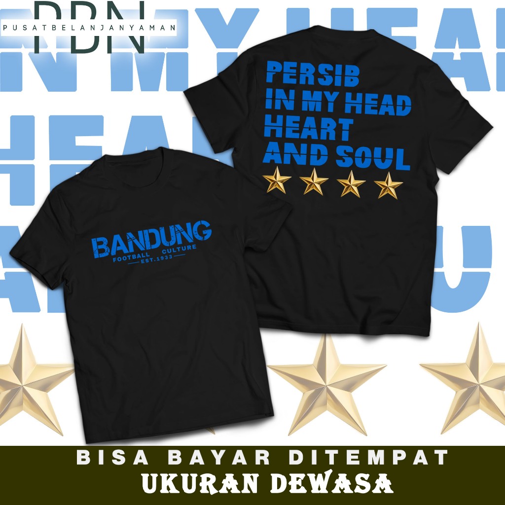 Kaos Dewasa Pria Wanita Motif Sekali Persib In My Head Bahan Adem Combed 24s Cod