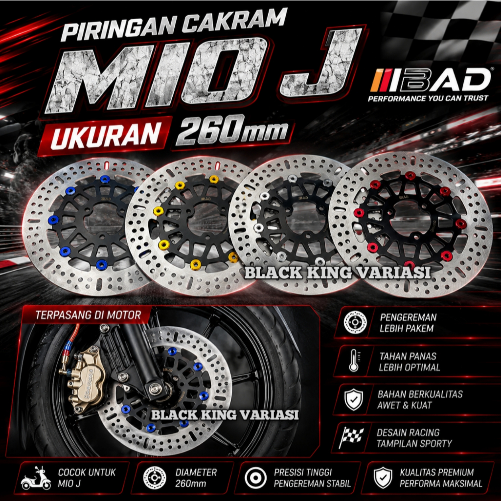 Piringan 260mm Mio J Disc Brake Piringan Cakram Depan Mio J Mio M3 Mio Soul GT 260MM Plus Breket Dis