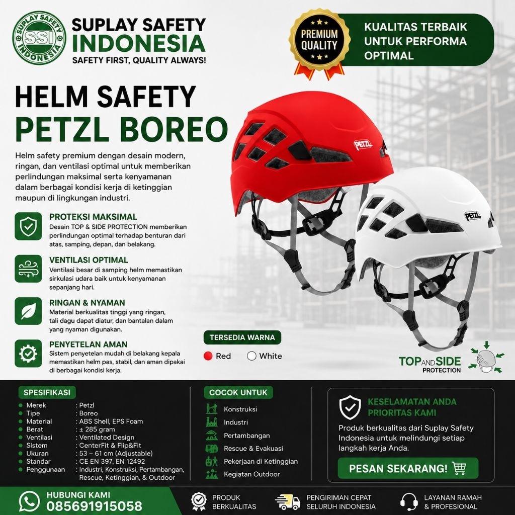 PETZL BOREO HELMET WHITE - HELM BOREO WARNA PUTIH - PETZL