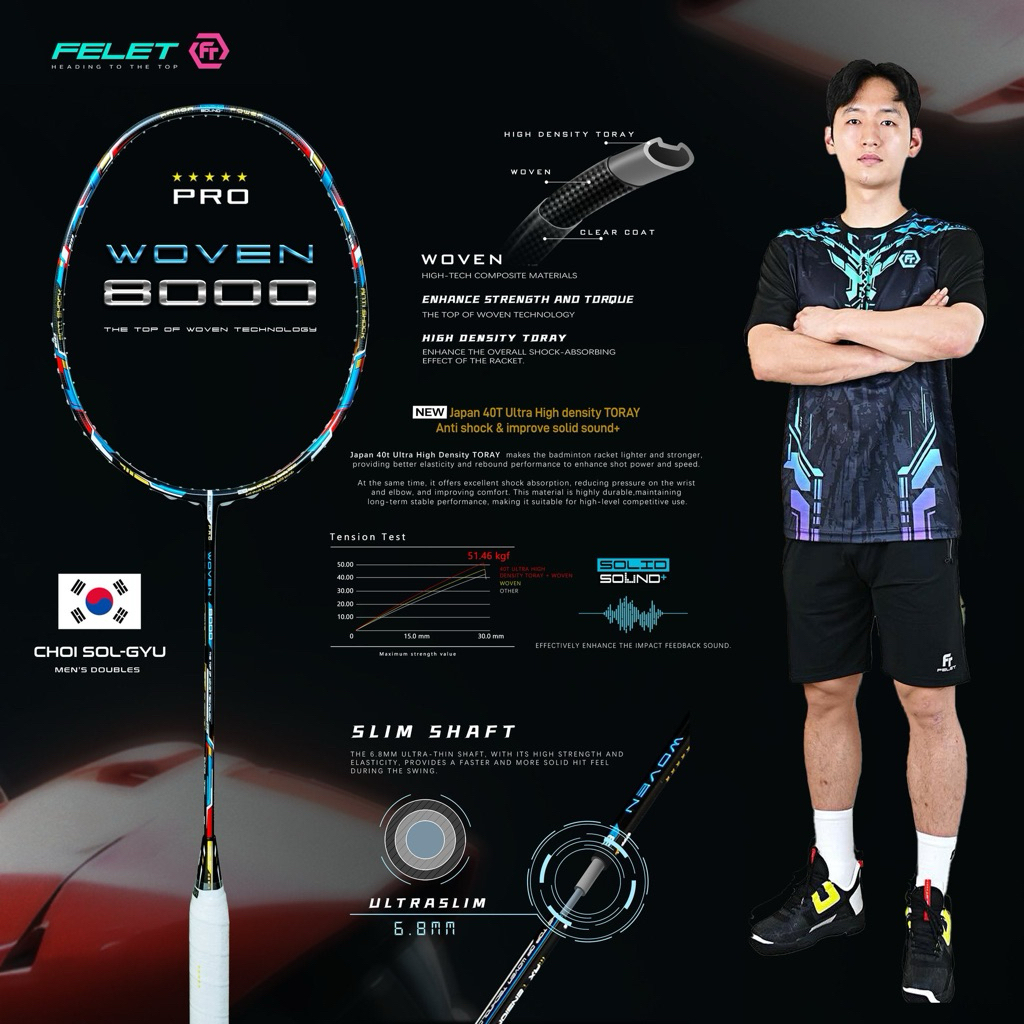 RAKET BADMINTON FELET WOVEN 8000, WOVEN 888,WOVEN 999