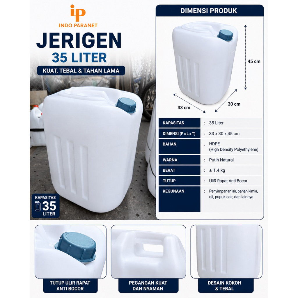 JERIGEN 35 LITER TEBAL DRIGEN PLASTIK JERRYCAN