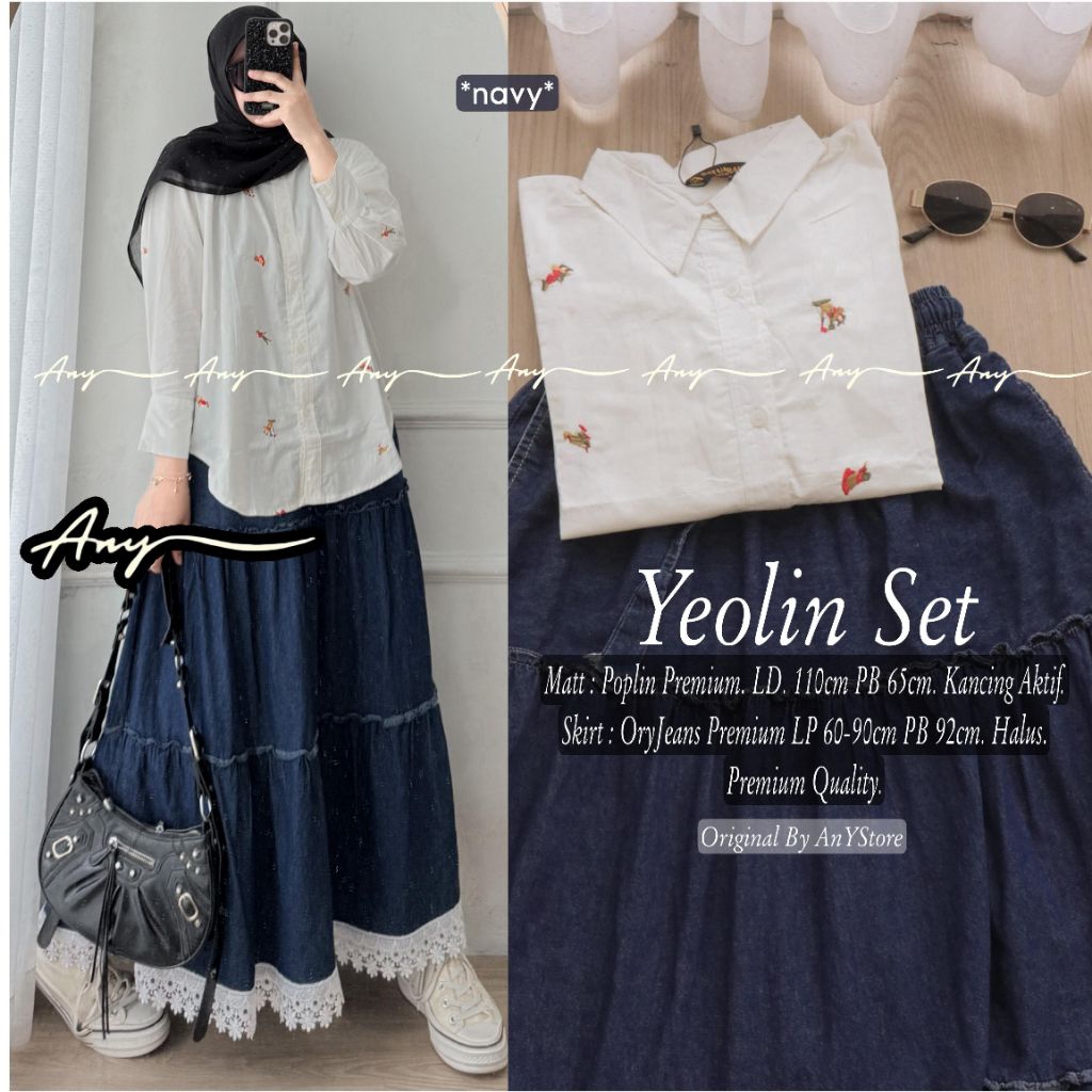 Alta Yeolin Bianca Set setelan Atasan cotton poplin premium dan rok panjang oryjeans premium outfit 