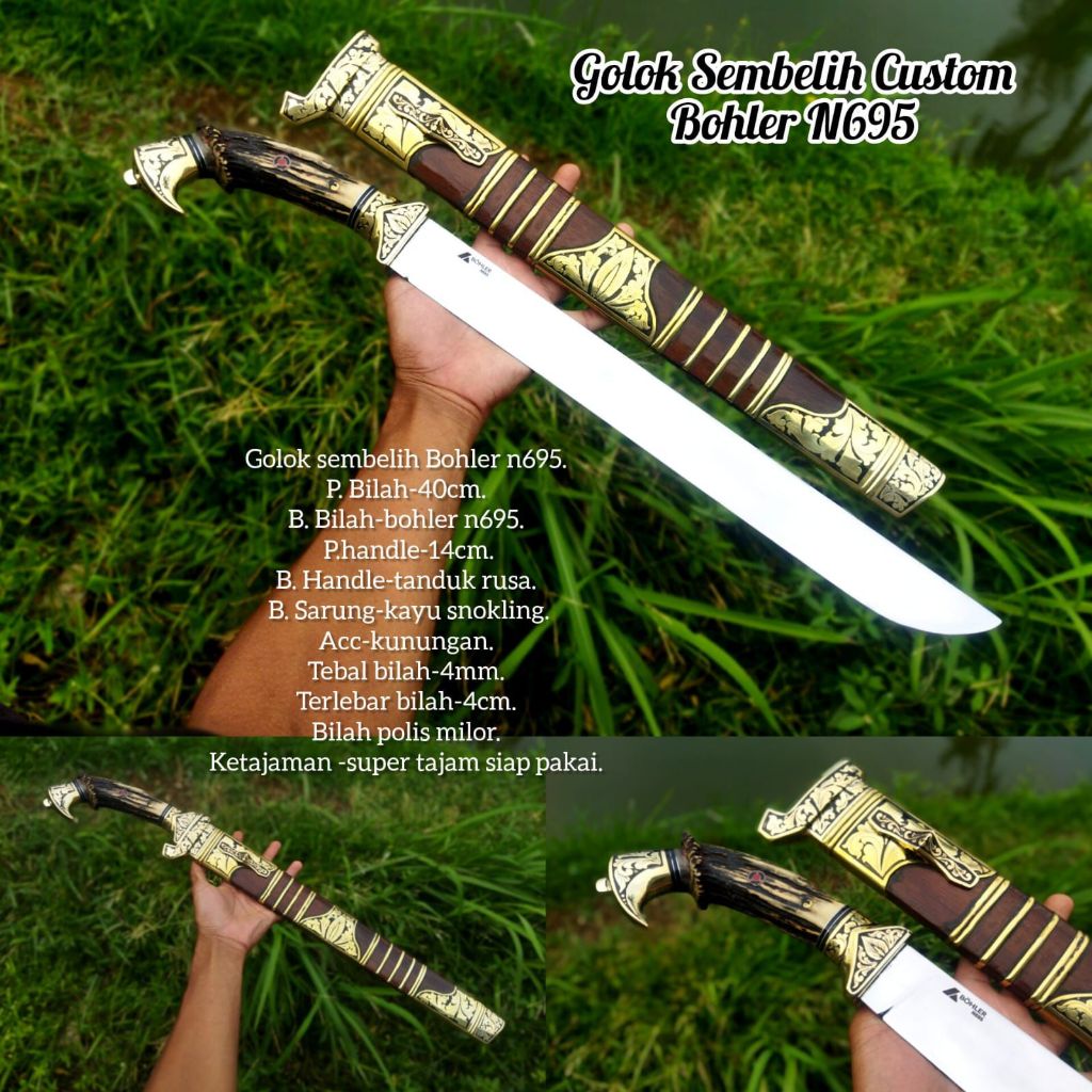 Pisau Sembelih Bohler N695 40CM Tanduk Rsa Super