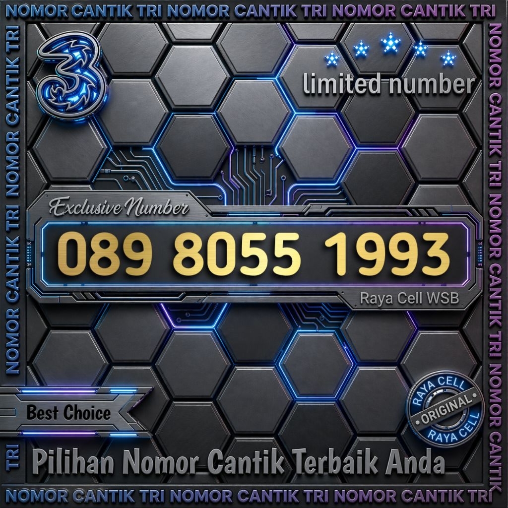 Nomor Cantik TRI 11 DIGIT Seri Tahun 1993 BOSS 8055