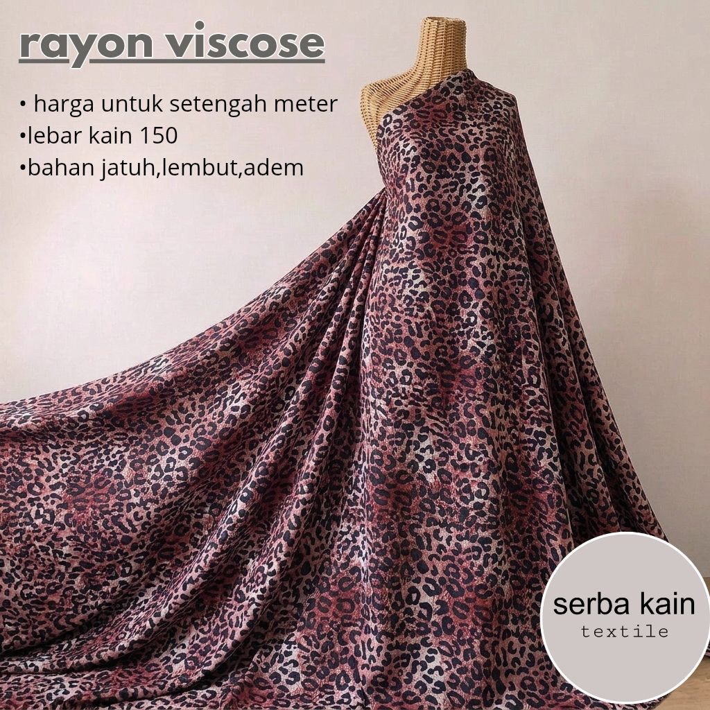 Kain Rayon Viscose Motif Leopard Macan Terbaru Bahan Adem Dan Lembut Lebar Kain 150 Cm Harga Untuk S