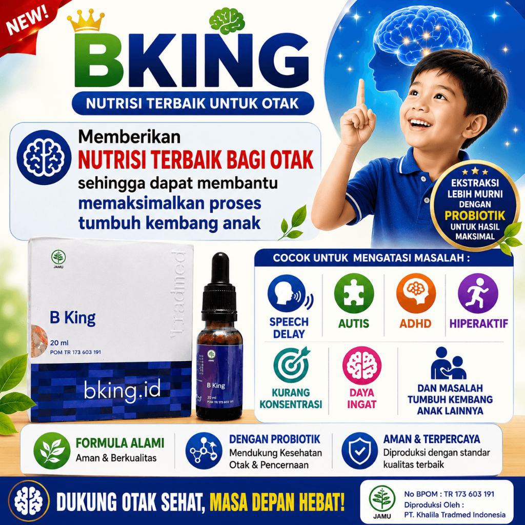 Paket 2 Botol BKING (Brainking Plus) Kemasan Terbaru Untuk Speech Delay, Autis, ADHD, Hiperaktif