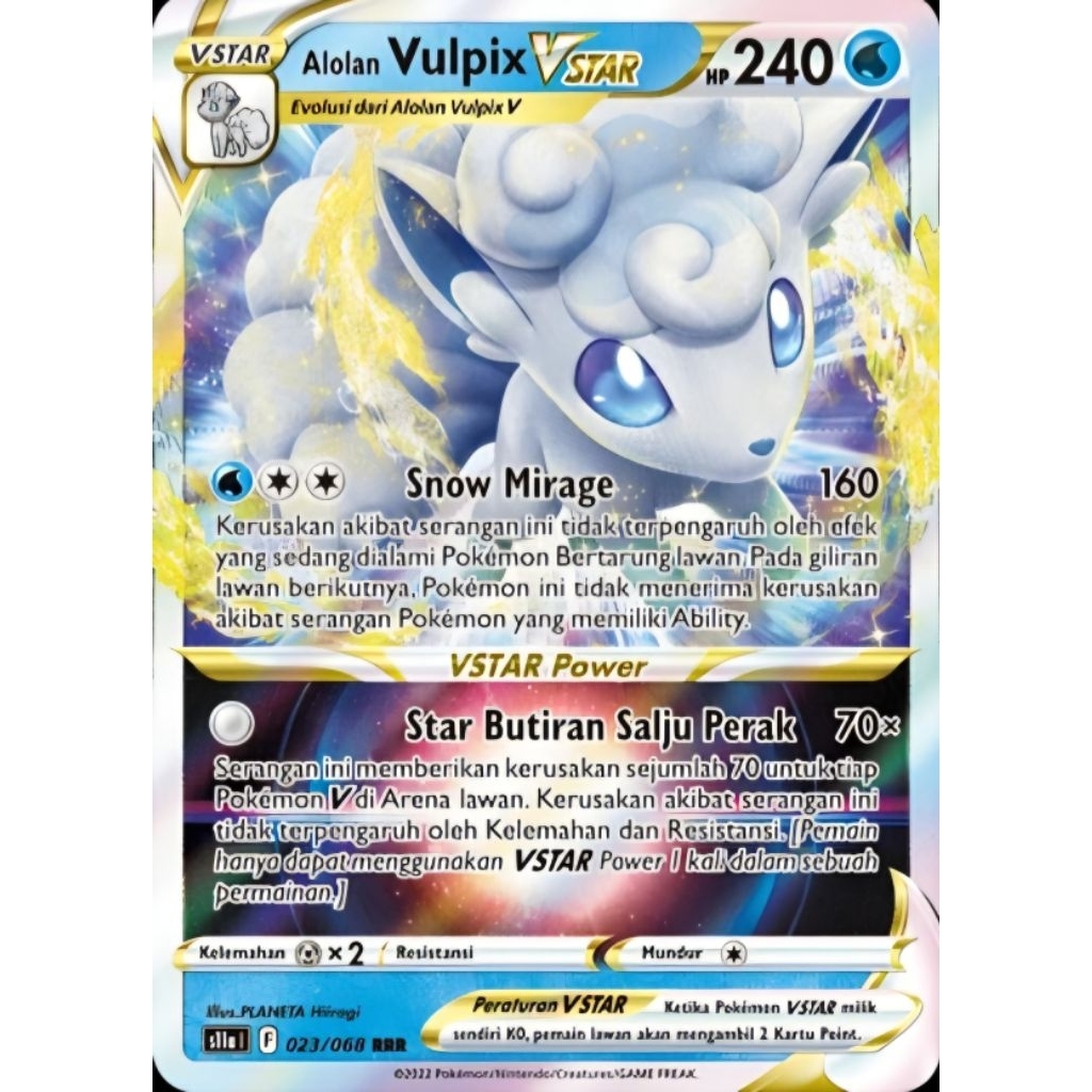 Tcg Pokemon Alolan Vulpix Vstar S11a IDN