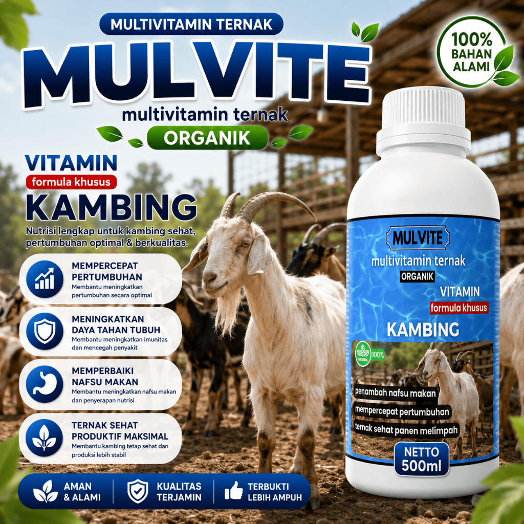 MULVITE Penggemuk Kambing 100% Vitamin Hewan Ternak Aman, VITAMIN KHUSUS TERNAK KAMBING, MEMPERCEPAT