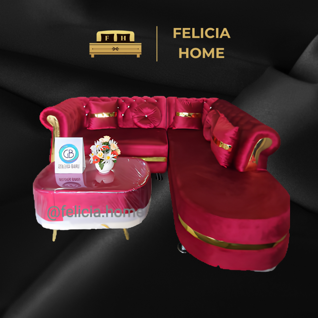 Sofa L Gracia + Meja + Kaca