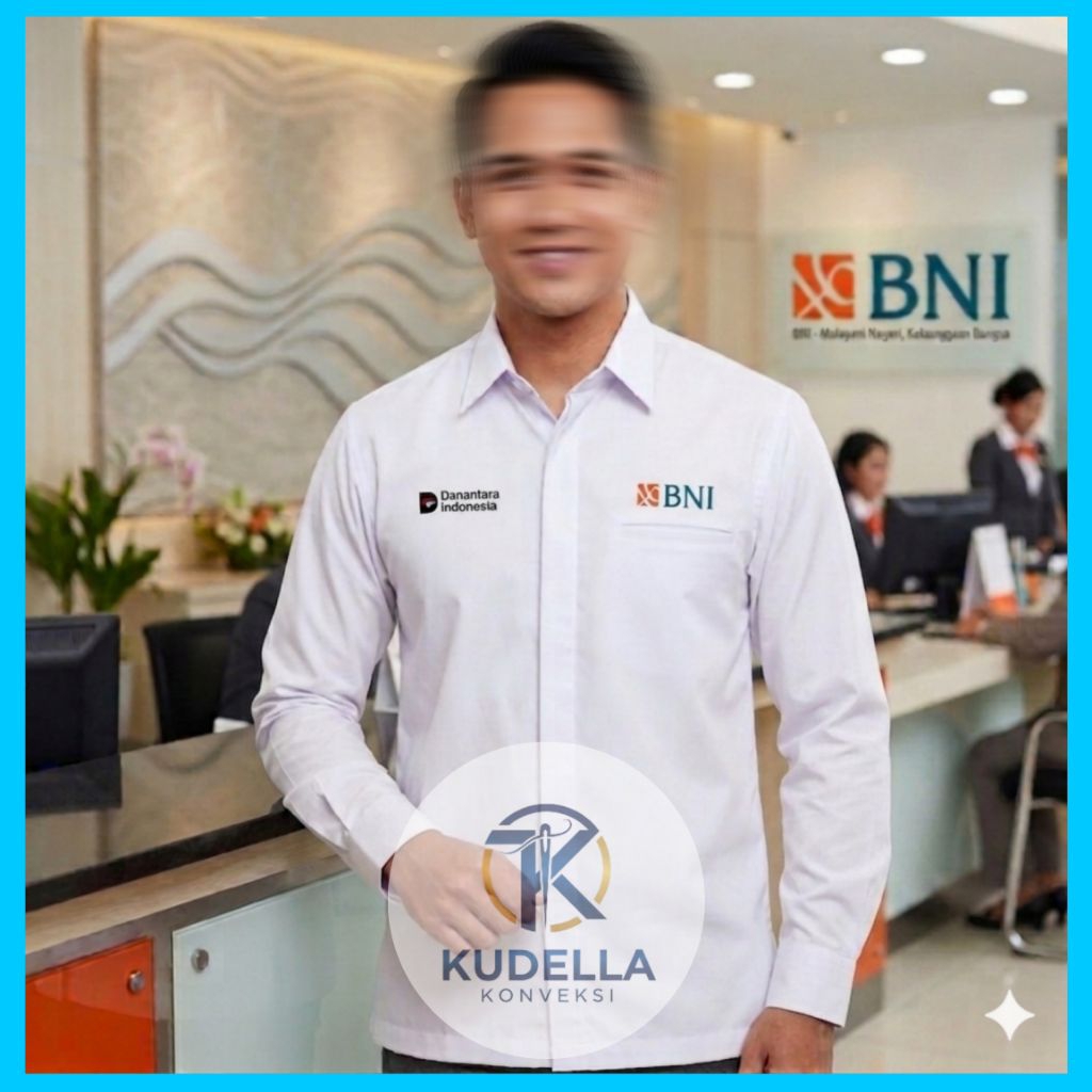DANANTARA BNI Kemeja Danantara Indonesia Bank BNI Putih Lengan Panjang Pria