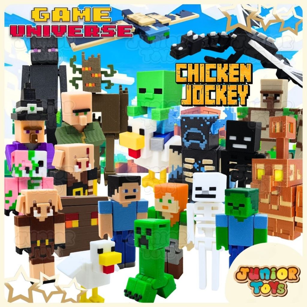 Minecraft Mainan Figure Bisa Artikulasi Koleksi Steve Ender Dragon Zombie Creeper Creaking Golem Pha