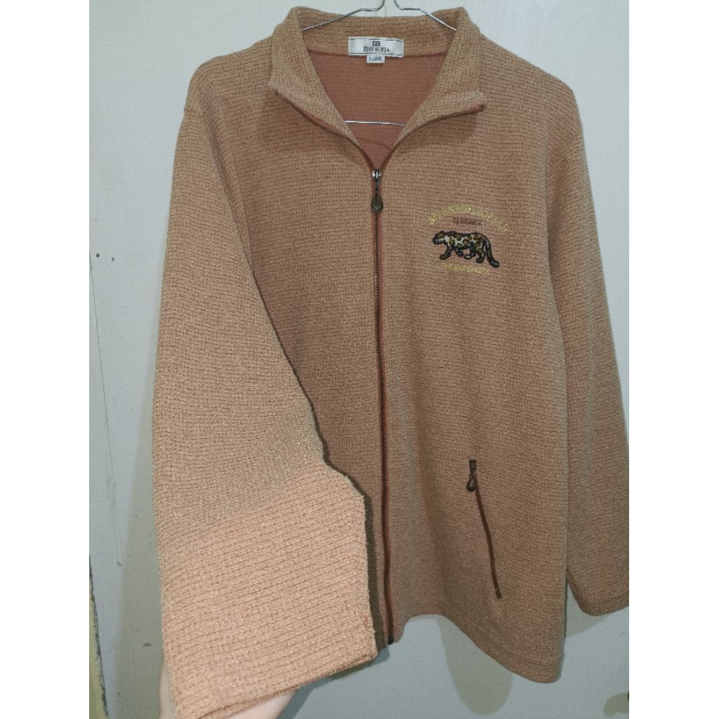 [PRELOVED] Jaket Waffle Knit Fine Sofia Fine Sofia "Splendid Leopard" - Beige/Coklat Muda