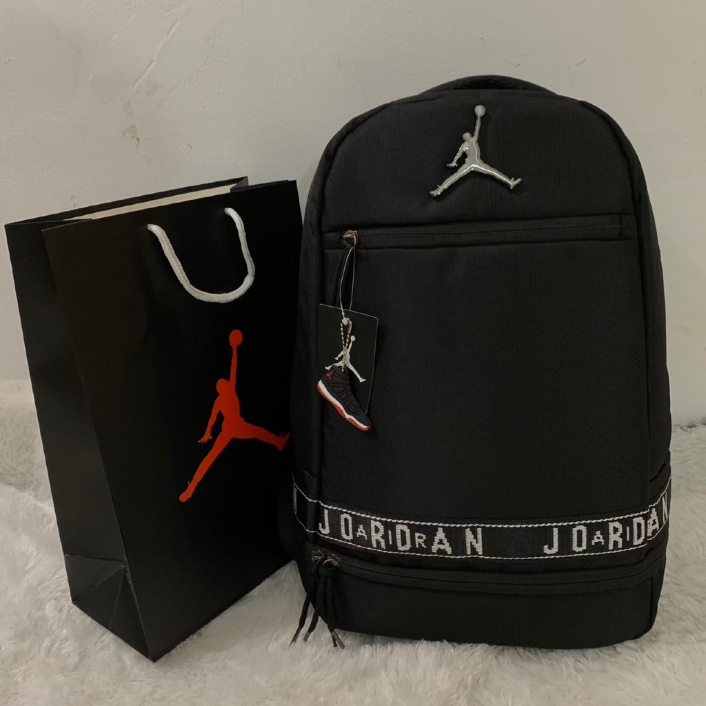 TAS RANSEL JORDAN SKY LINE FONT ORIGINAL BLACK BACKPACK / RANSEL WATER PROOF PRIA WANITA / BISA COD
