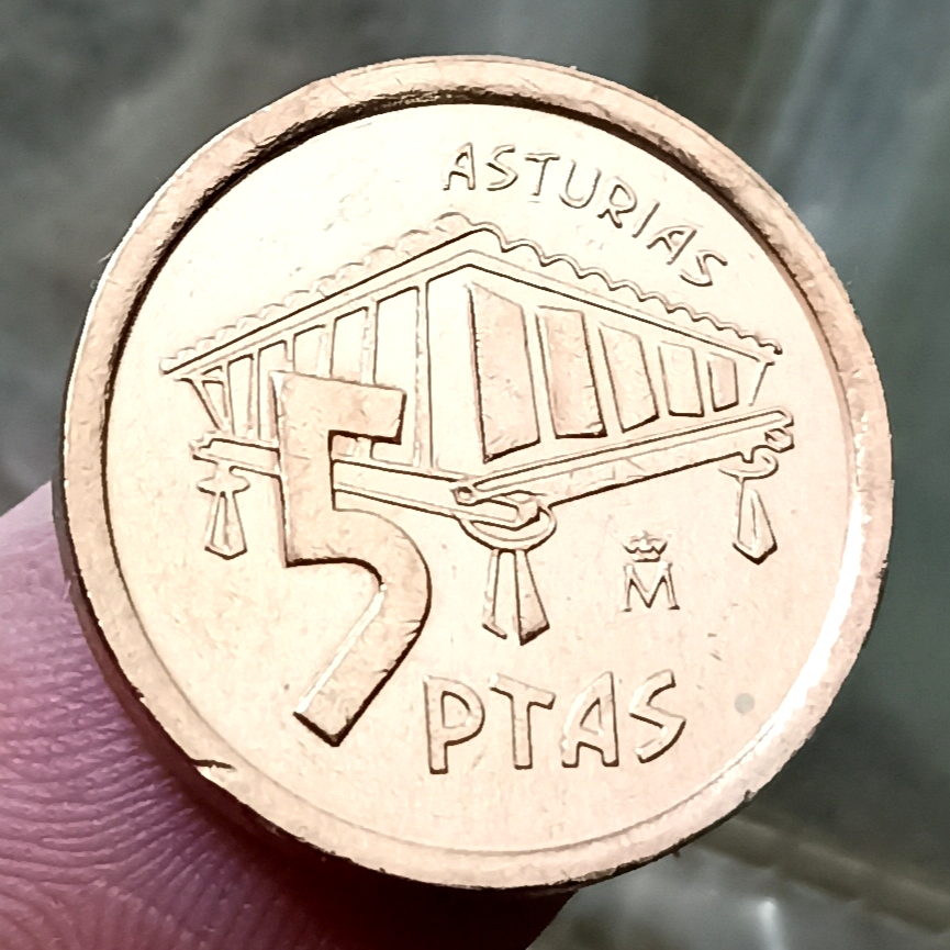 Koin Kuno Spanyol 5 Pesetas Asturias