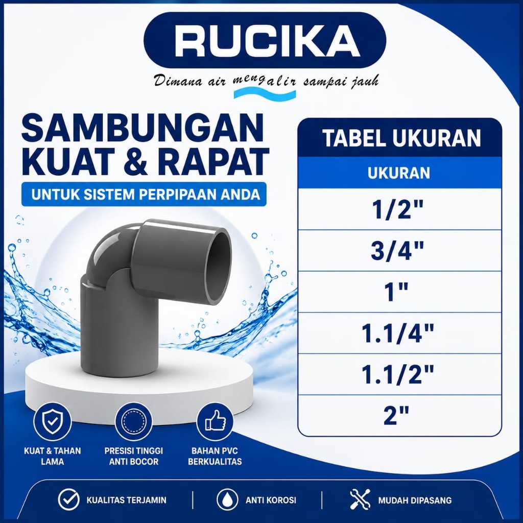 Elbow / Knie PVC AW (RUCIKA) 1/2" - 2" x 90° deg | Elbow PVC AW