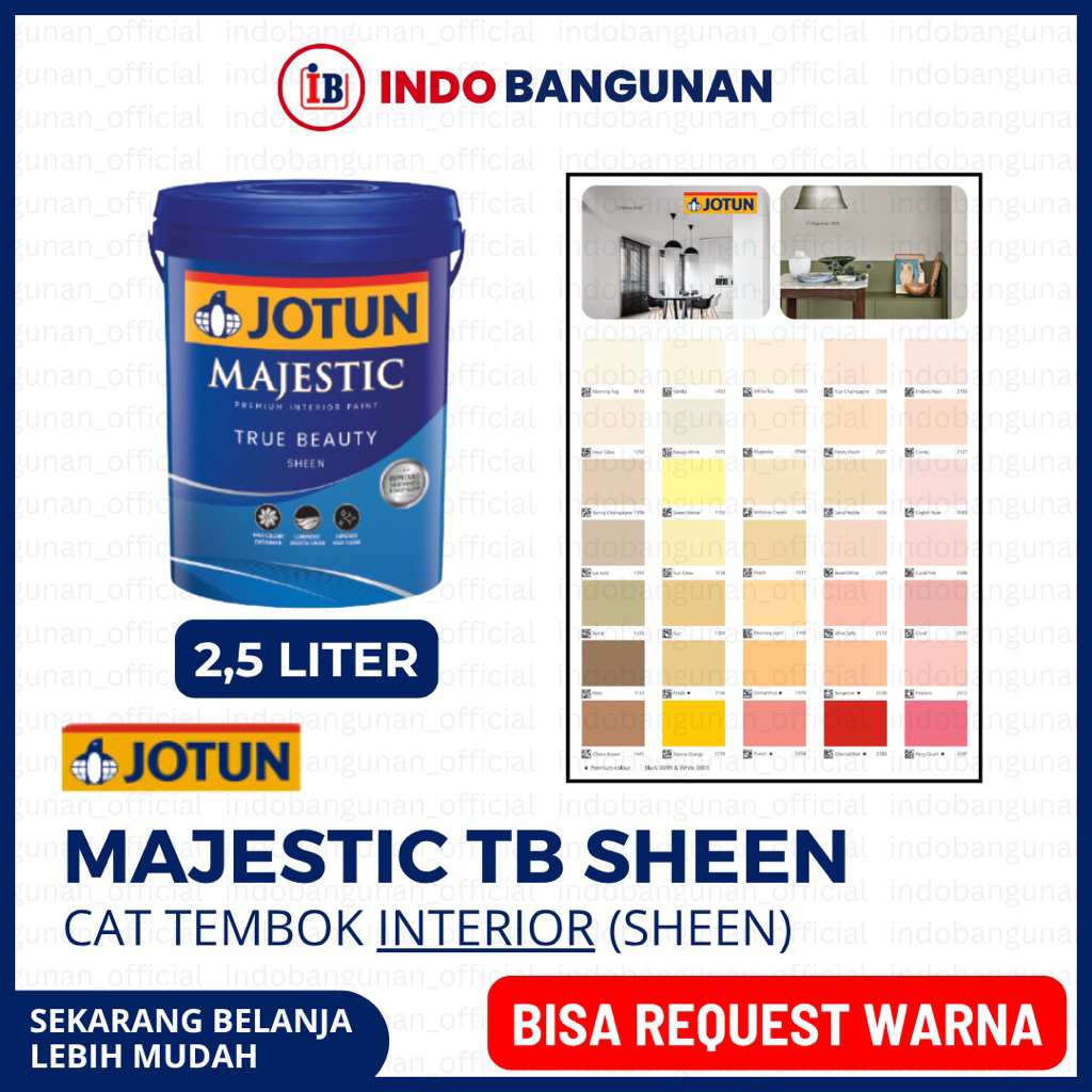 CAT TEMBOK INTERIOR JOTUN MAJESTIC TRUE BEAUTY SHEEN 2.5LT / BISA REQUEST CUSTOM WARNA PUTIH