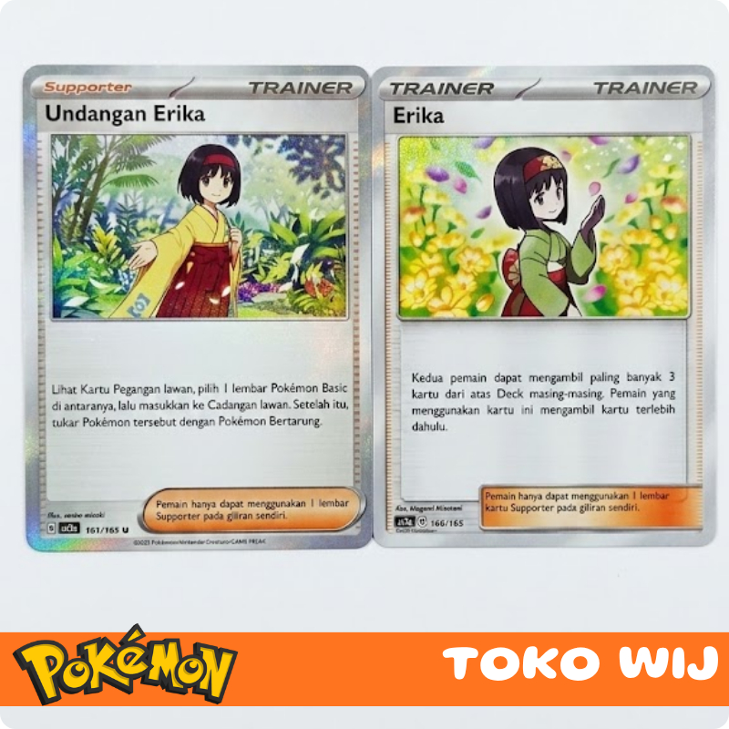 Kartu Pokemon Original Asli - Erika & Undangan Erika -  TCG Bahasa Indonesia