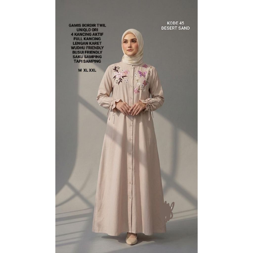 Gamis Twill Uniqlo Bordir