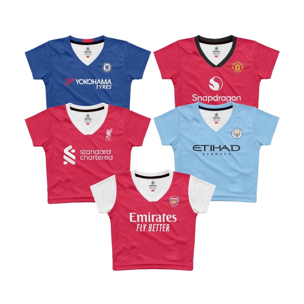 JERSEY CROP TOP V-NECK ATASAN WANITA PREMIER LEAGUE INGGRIS Y2K SLIM FIT PREMIUM