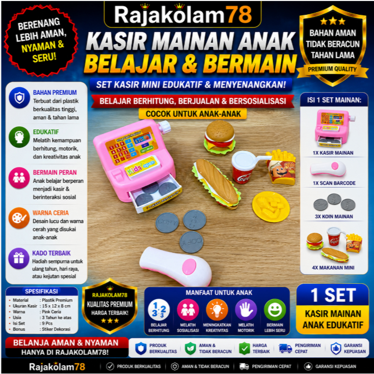 mainan kasir KFC Lk15 casir & kfc / mainan kasir kasiran set lengkap ukuran mini - mainan anak anak