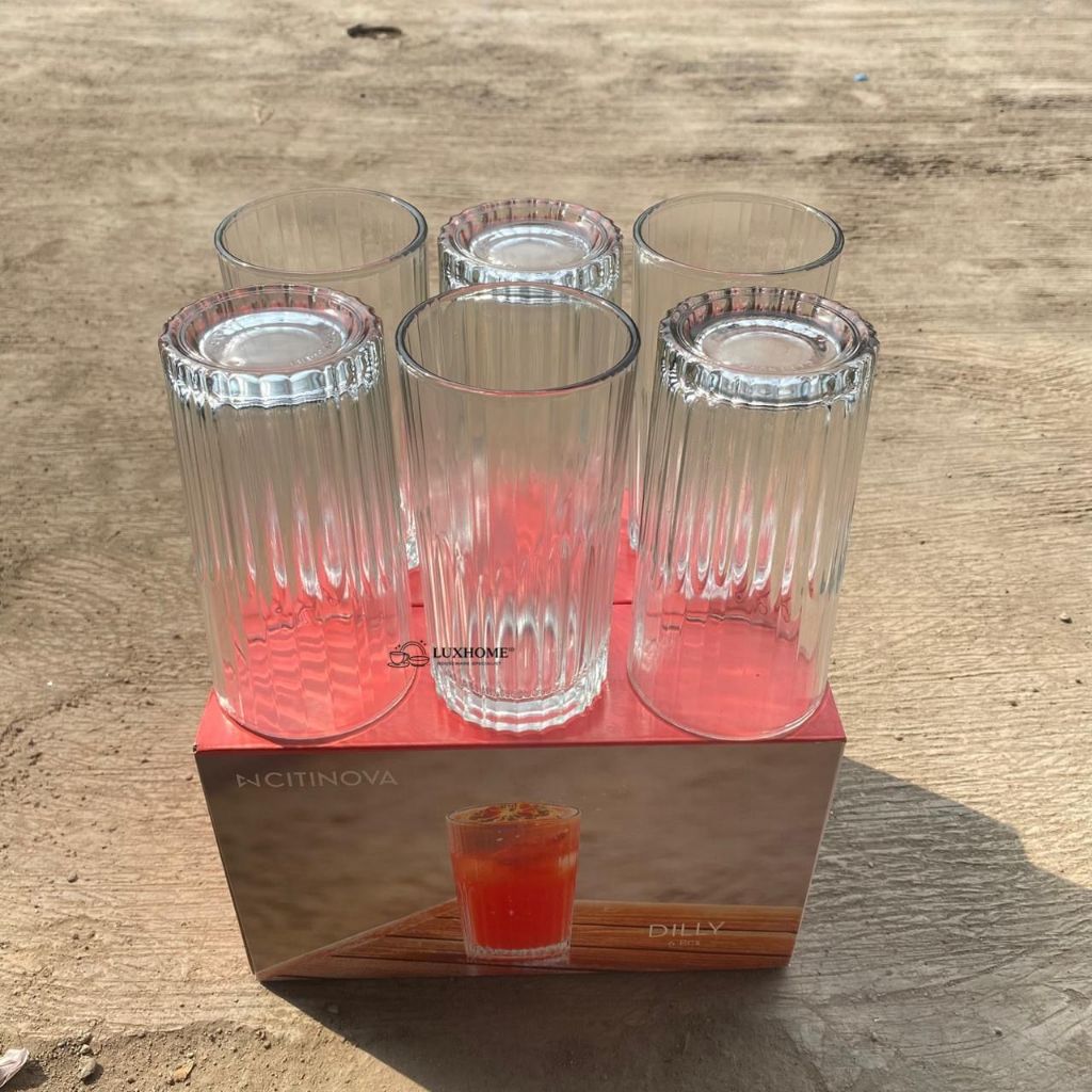 6 PCS Gelas Kaca Cafe Estetik-Gelas Kaca Tumblr Estetik-Gelas Kaca Teh Estetik