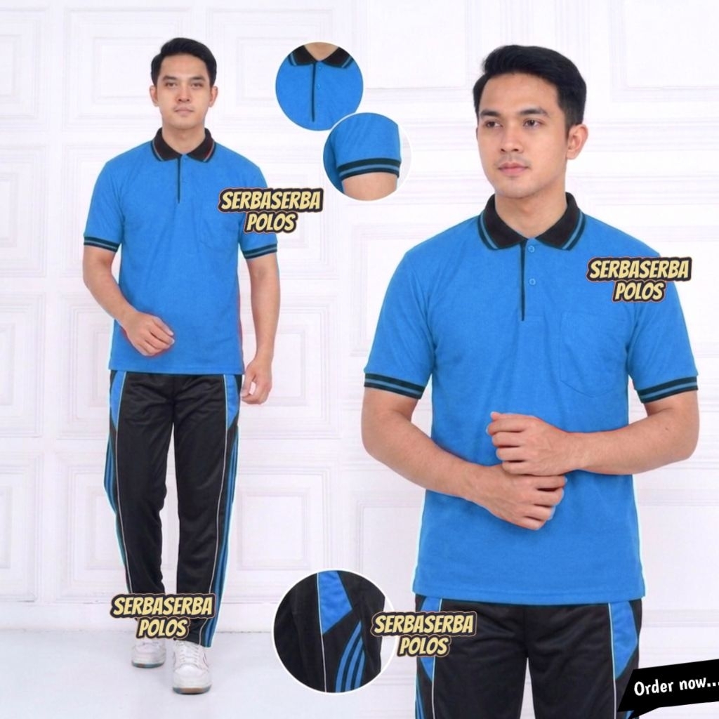 SETELAN TRENING OLAHRAGA KAOSKERAH STELAN/SERAGAM OLAHRAGA LENGAN PENDEK/KAOS KERAH