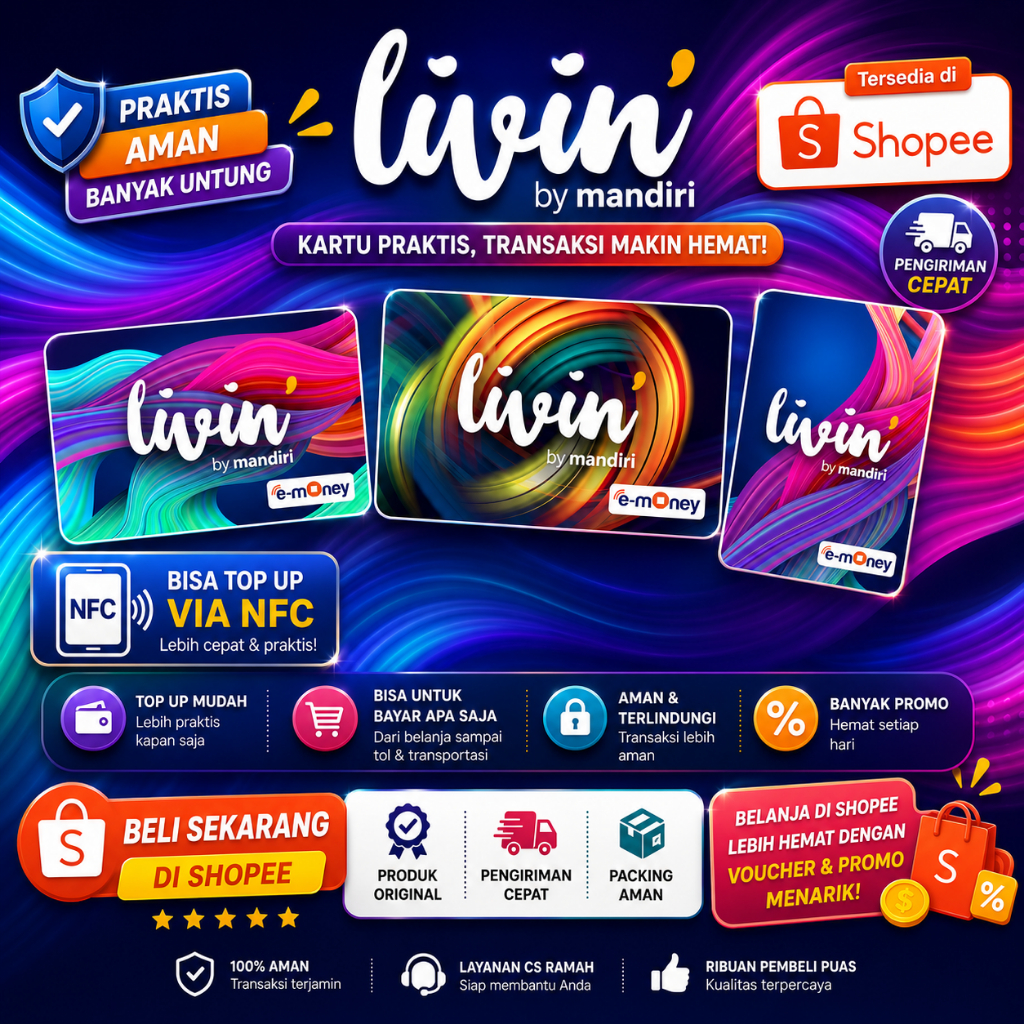 Emoney livin mandiri / E-money livin mandiri / e toll mandiri / emoney Livin Purple / emoney Livin o