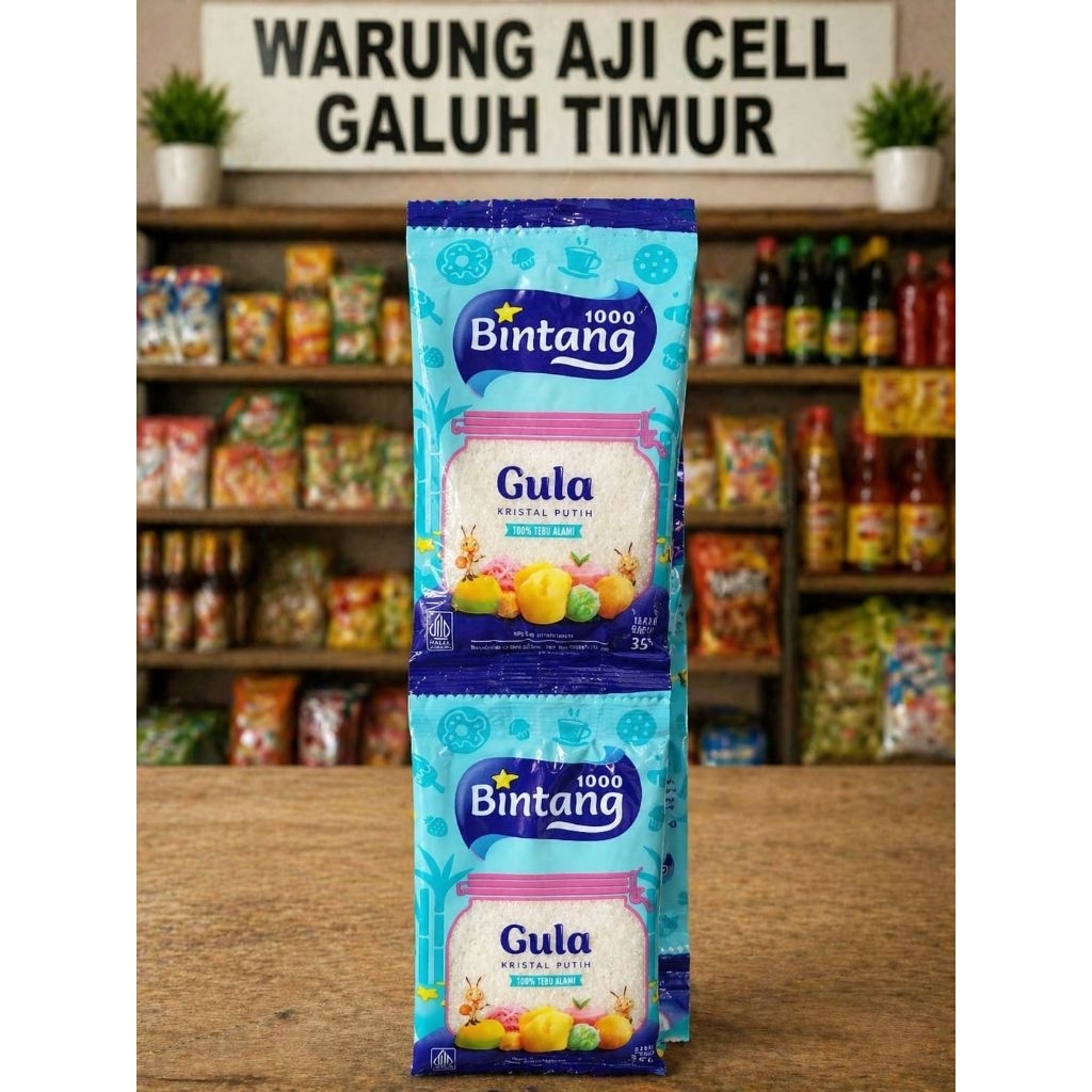 Gula Bintang 1000 Sachet 35gr Asli Premium | Gula Pasir Kristal Putih Bersih Manis Alami untuk Teh K