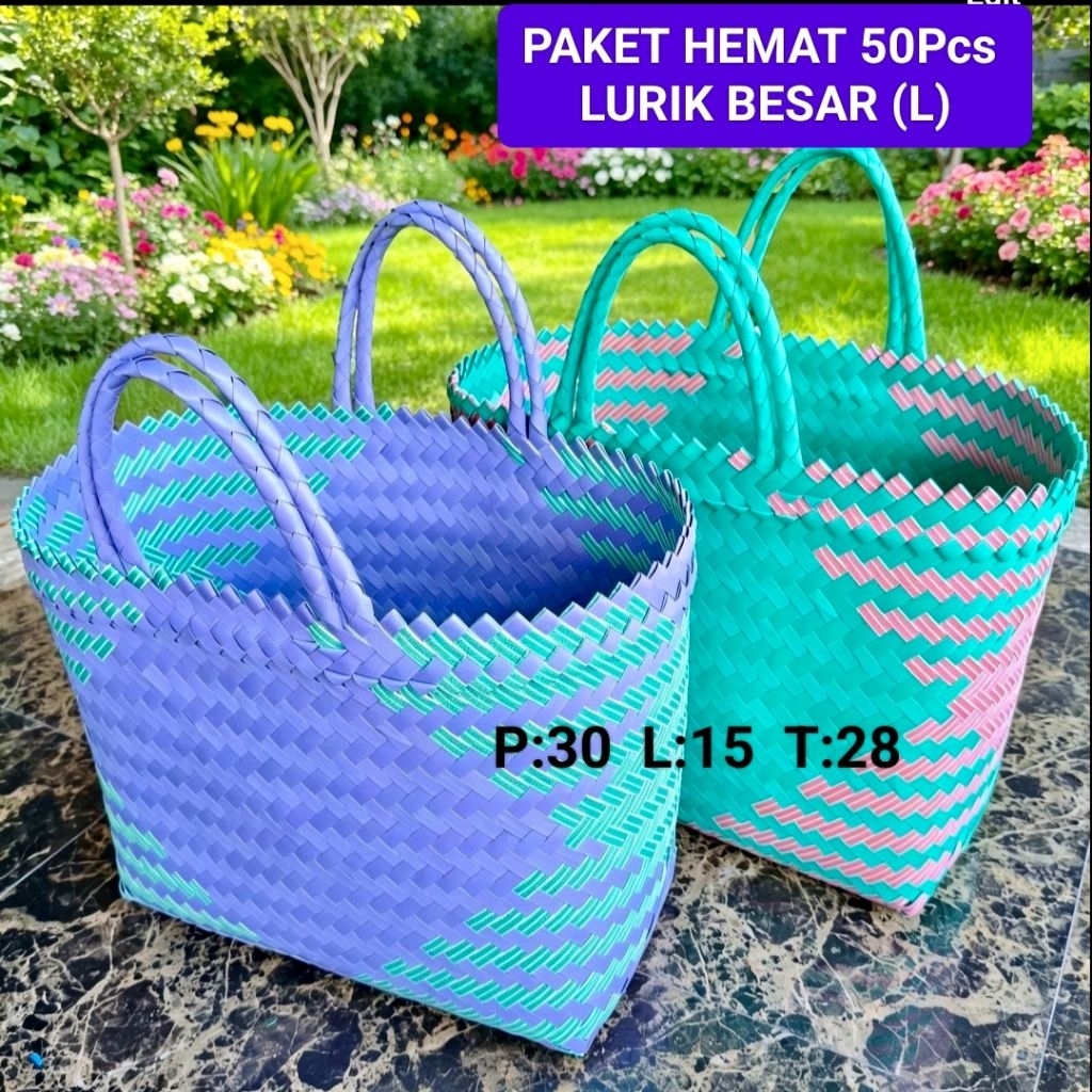 Paket 50pcs Tas Anyaman Lurik / Tas Anyaman lurik /Tas Anyaman /Tas Sembako /Tas berkat /Tas Tahlil 