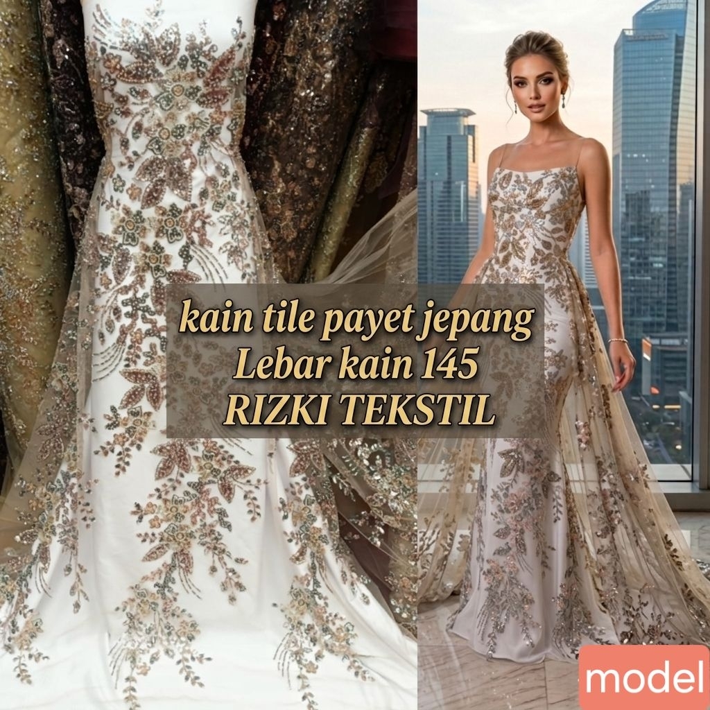 Kain Tulle payet jepang premium/Kain tile payet jepang terbaru