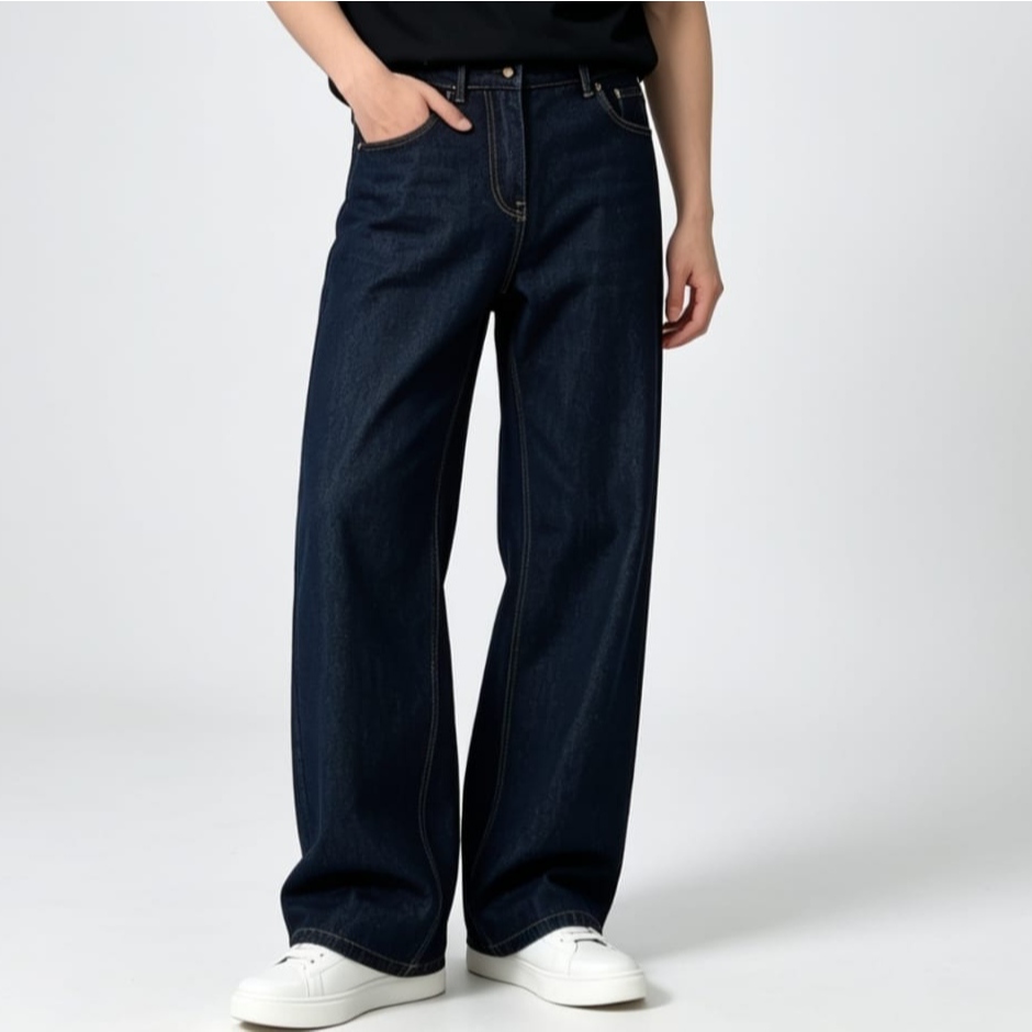 Celana Jeans Pria Korean Style Jeans Panjang pria Celana Jeans Longgar Gombrang Basic Reguler