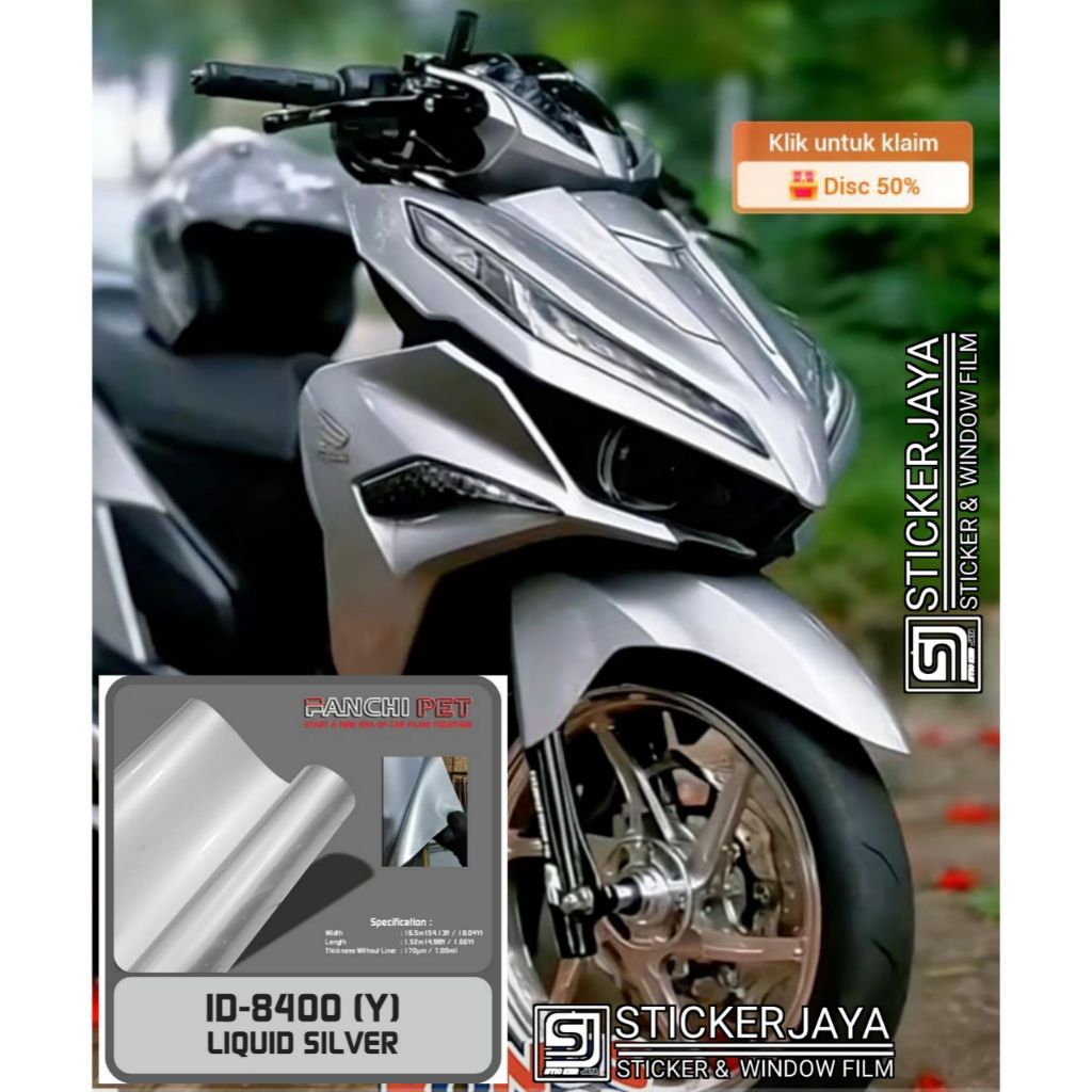 SKOTLET STIKER MOTOR LIQUID SILVER CANDY SKOTLET SILVER METALIK CANDY SCOTLITE SILVER SKOTLET SILVER