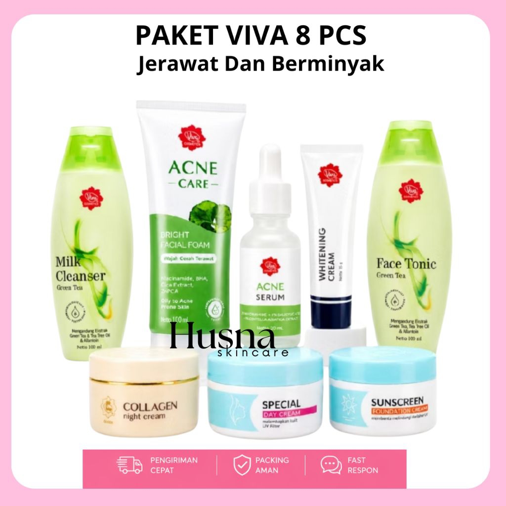 Paket Viva  Skincare Jerawat Berminyak Bruntusan  Acne Care FACIAL FOAM  8 Produk Lengkap