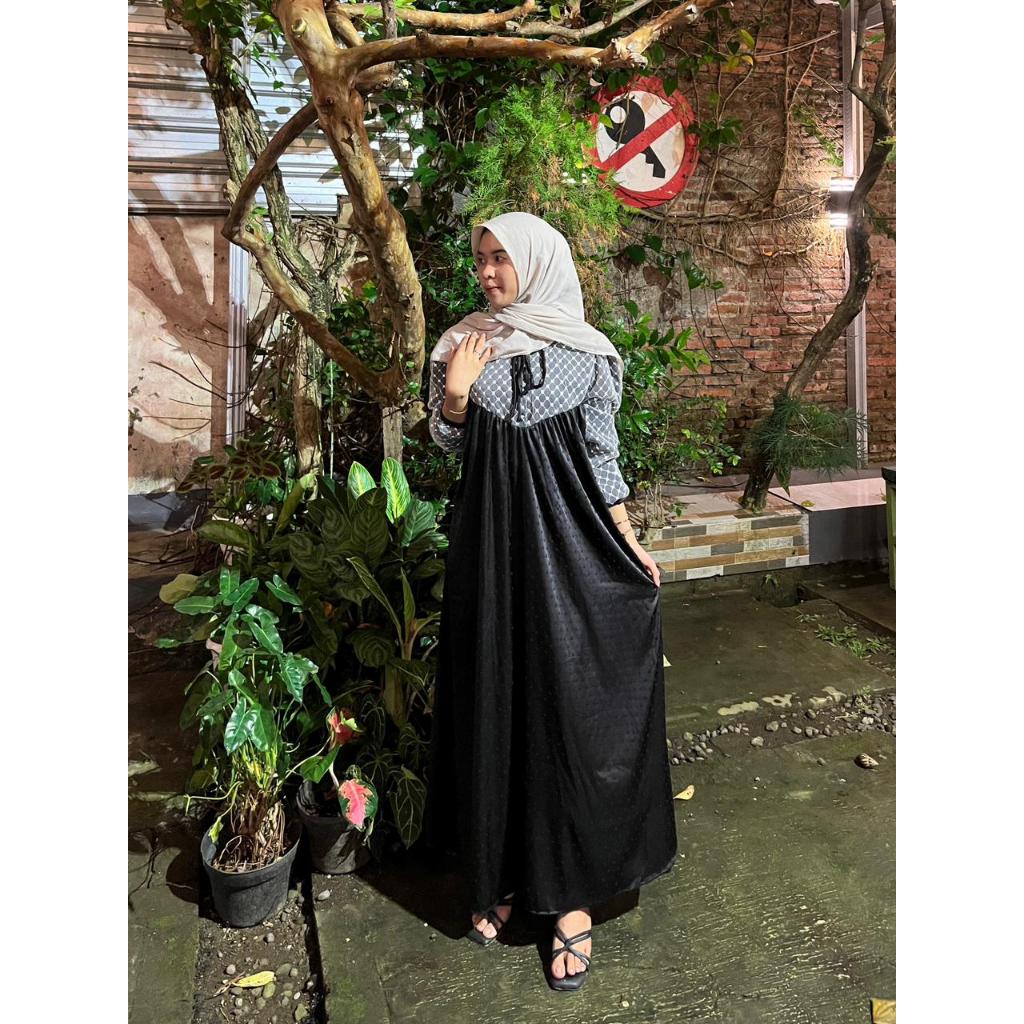 ELRATU Gamis Premium Satin Armany Silk Uragiri kombinasi Brukat | Dress Muslimah | Gamis Simpel dan 