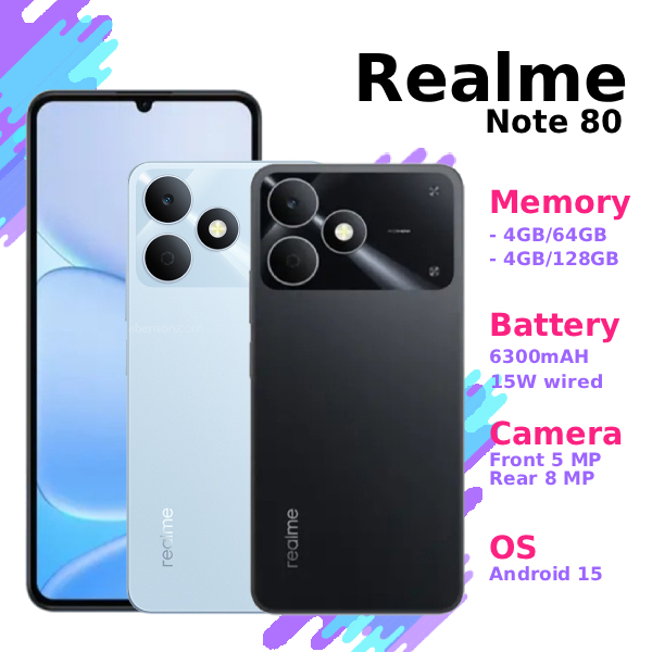 HP Smartphone Android Realme Note 80 4GB 64GB, 4GB 128GB