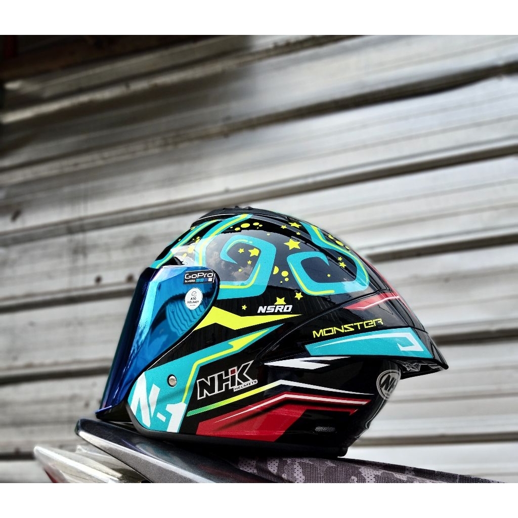 Nhk N1 Max Monster Black Green Paket Ganteng Venom Visor With Spoiler Slot Intercom single visor RHD