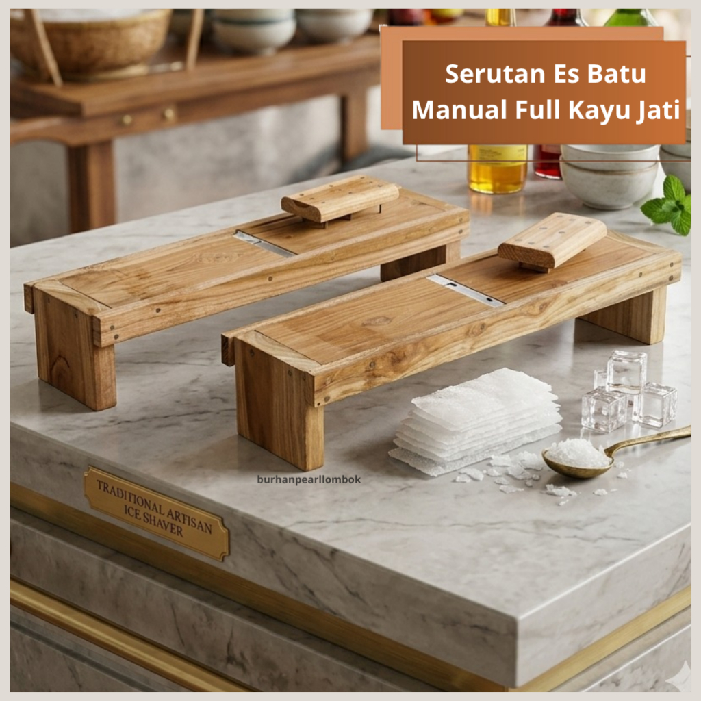 Pasahan Es Batu Manual Kayu - Alat Serut Es Jadul Serbaguna A
