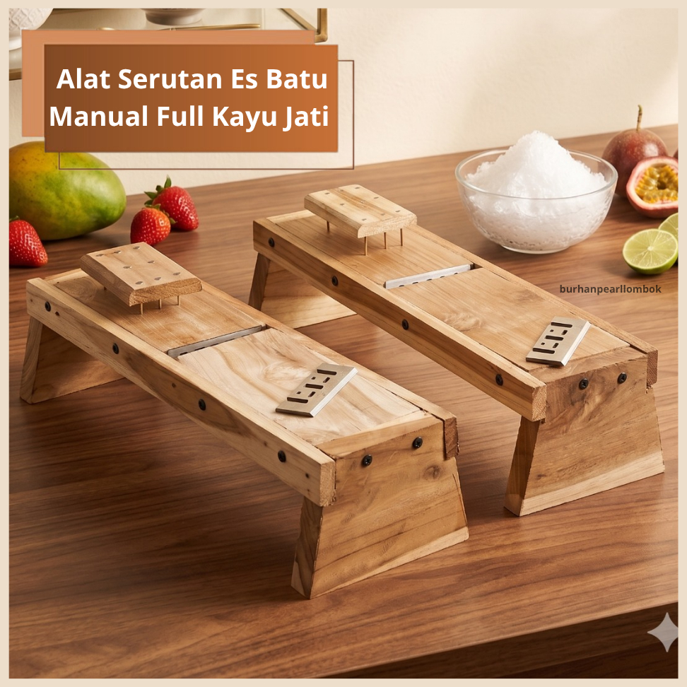 Pasahan Es Batu Manual Kayu - Alat Serut Es Jadul Serbaguna