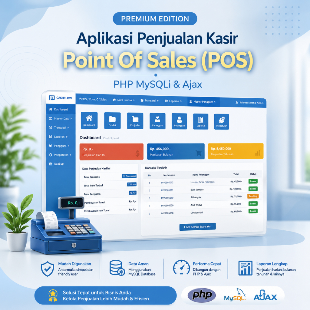 Aplikasi Penjualan Kasir Point Of Sales (POS) PHP MySQLi & Ajax