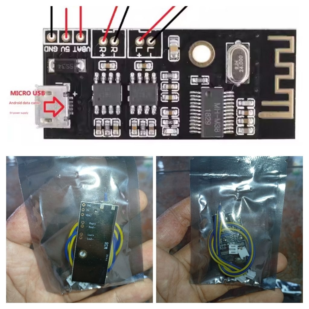Modul Bluetooth M38 Micro + Amplifier Mini Stereo 2x5W, 3.7V-5V DC, Bisa Cas Baterai