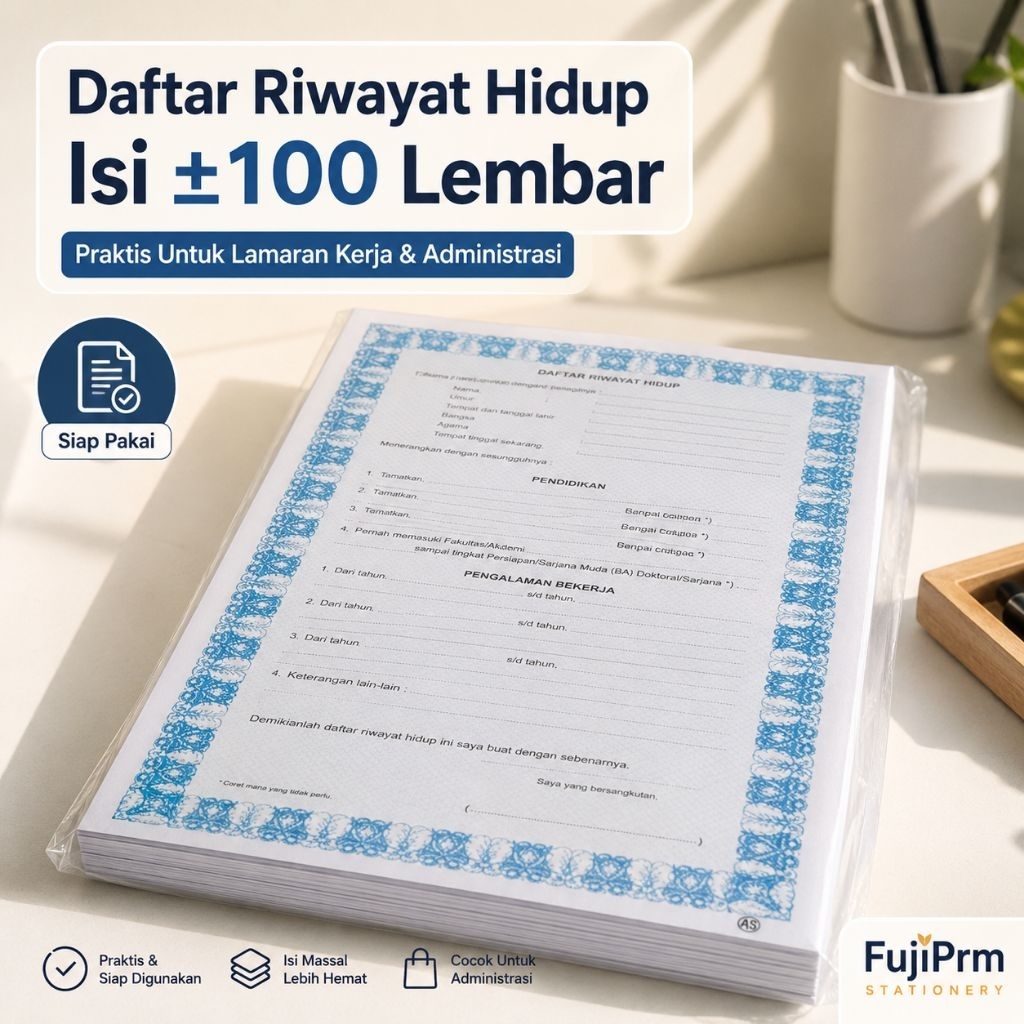 Daftar Riwayat Hidup + Surat Lamaran Kerja + Surat Izin Orang Tua ±100 Lembar | Siap Pakai Untuk Adm