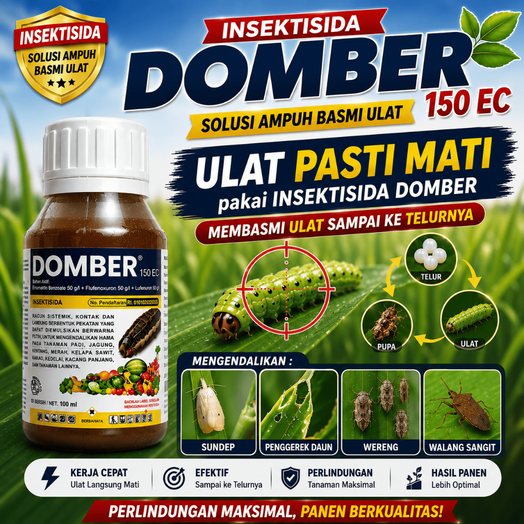 INSEKTISIDA DOMBER 150 EC MENGENDALIKAN ULAT GRAYAK, SUNDEP, PENGGEREK DAUN DAN HAMA LAINNYA