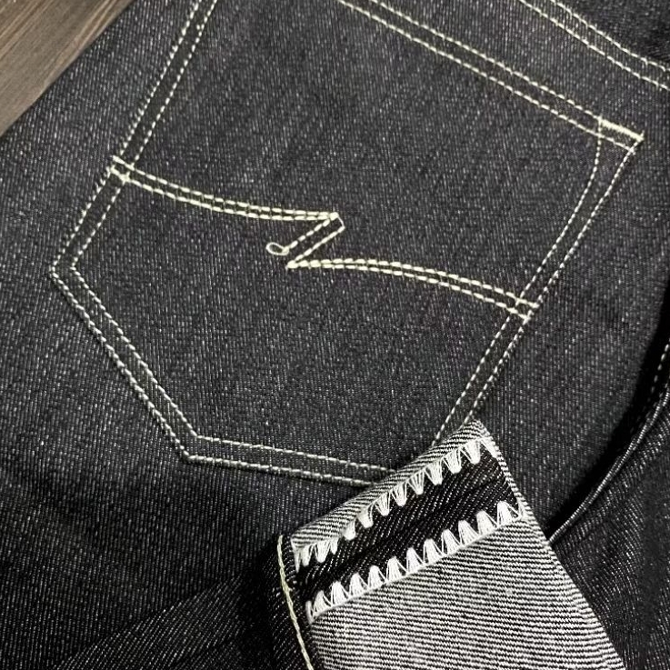 DENIM SELVEGE ACCENT 14OZ BLAVK INDIGO SUNFORIZED/DENUM SELVEGE/DENIN/CELANA DENIM/CELANA PRIA