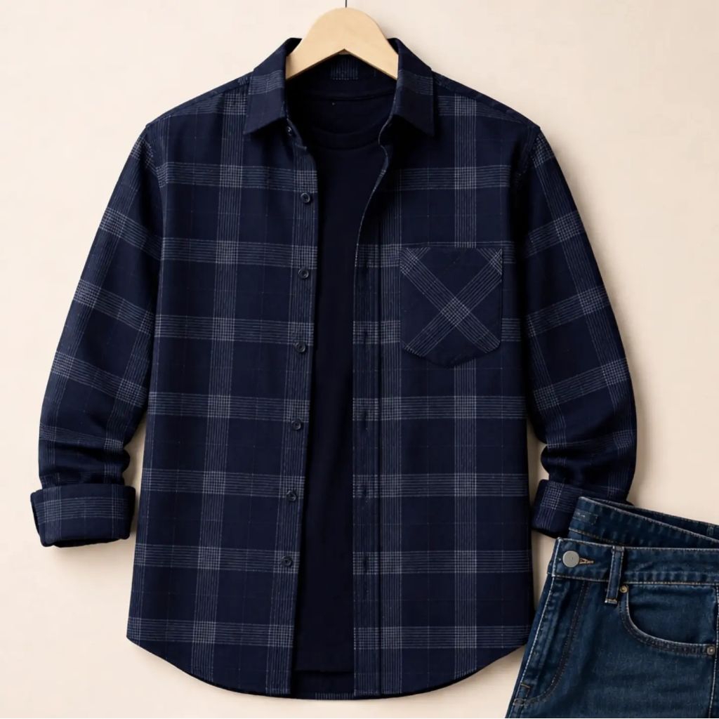 F2D Kemeja Flanel Blue Navy White Best Seller / flanel/hem pria/ flanel pria/ kemeja flanel/ eighty 