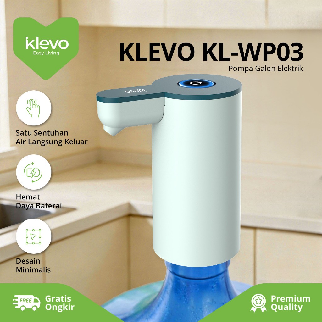 KLEVO KL-WP03 Pompa Galon Air Minum Elektrik Rechargeable Type C Dispenser Air Minum