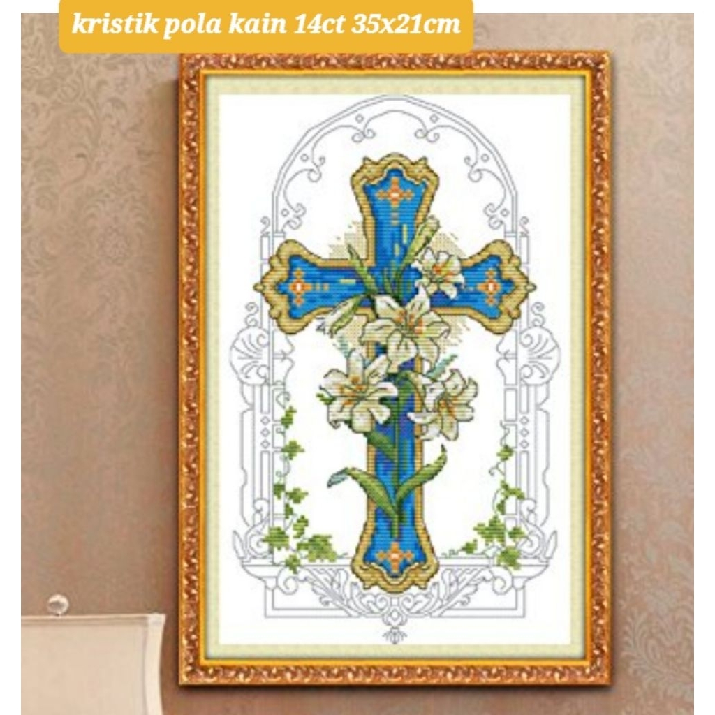 DIY Paket kristik salib yesus Jesus kristen kristiani pola kain cross stitch 14ct embroidery kerajin
