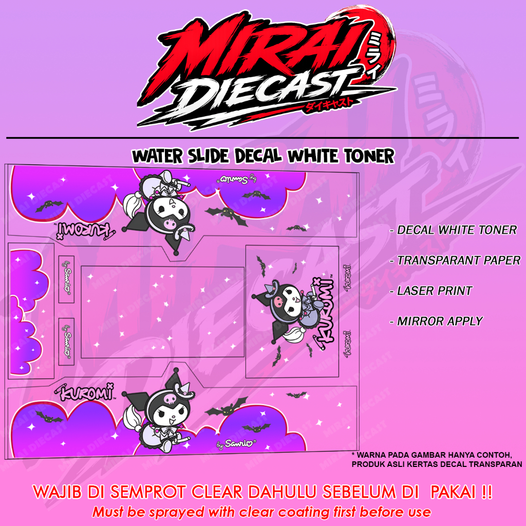 Decal Hot Wheels itasha kuromi sanrio