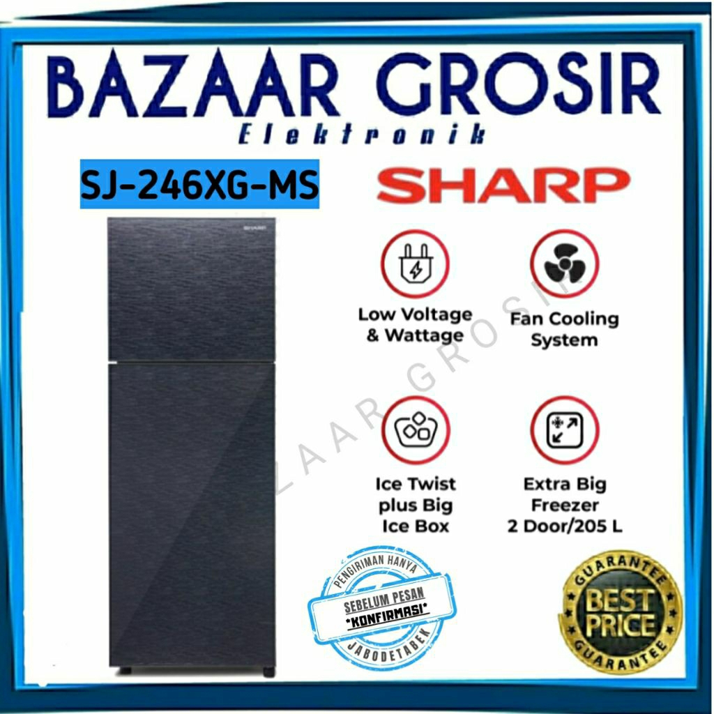 KULKAS SHARP 2 PINTU SJ-246XG-MS / SJ246XGMS / SJ 246XGMS